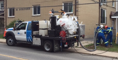 A photo of crews using the gas valve truck acquired in 2015