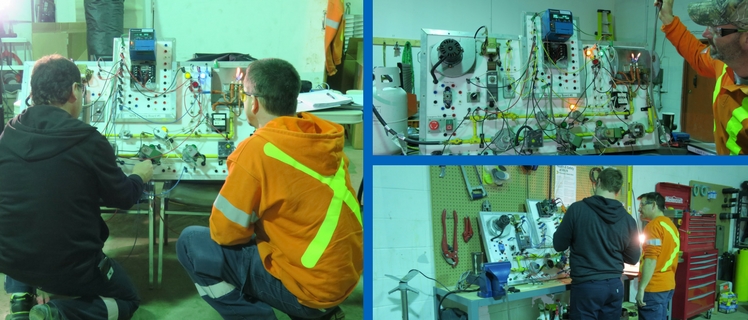 A collage showing technicians conducting hands on training