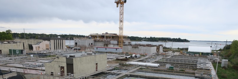 View from above of the Cataraqui Bay Treatment Plant construction