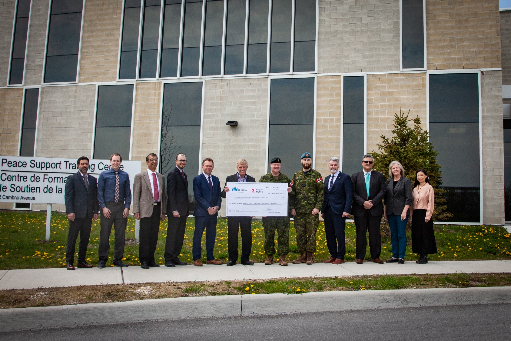To help fund these improvements, Utilities Kingston’s president and CEO Jim Keech presented an energy incentive cheque to Base Commander Col Kirk Gallinger. 