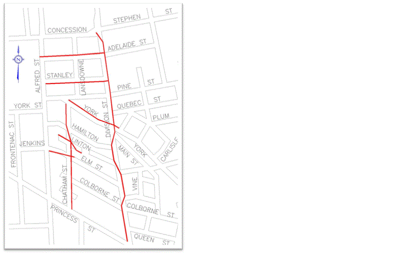 Map showing pole line reconstruction area in Williamsville
